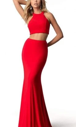 Harper And Lemon - 22253 Sleek Two Piece Halter Jersey Trumpet Dress Formal Gowns