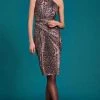 Tadashi Shoji Holiday Dresses - Dio Animal Print One-Shoulder Dress SBSP20982M - 1 Pc Leopard In Size 6 Available Cocktail Dresses