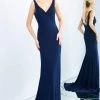 Ieena Duggal - 2050I Sleeveless V-neck Jersey Trumpet Dress With Train Formal Gowns 1 Ieena Duggal - 2050I Sleeveless V-neck Jersey Trumpet Dress With Train Formal Gowns