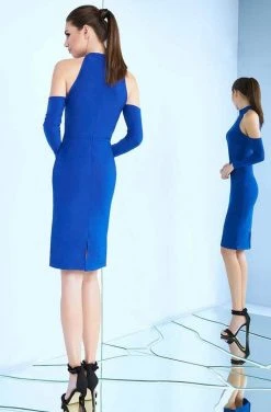 Ieena Duggal - 25026I High Neck Cold Shoulder Fitted Dress Cocktail Dresses