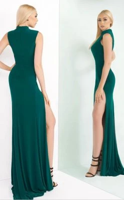 Ieena Duggal - 25034I High Neck Dual Slit Sheath Gown Formal Gowns