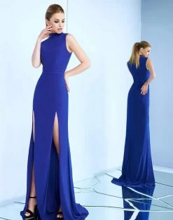 Ieena Duggal - 25034I High Neck Dual Slit Sheath Gown Formal Gowns