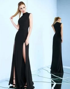 Ieena Duggal - 25034I High Neck Dual Slit Sheath Gown Formal Gowns