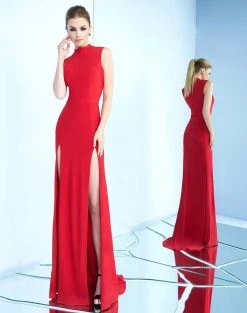 Ieena Duggal - 25034I High Neck Dual Slit Sheath Gown Formal Gowns
