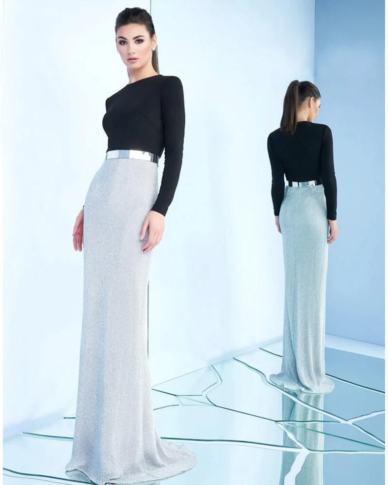 Ieena Duggal - 25242 Long Sleeve Jewel Column Gown Formal Gowns 3 Ieena Duggal - 25242 Long Sleeve Jewel Column Gown Formal Gowns