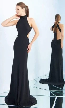 Formal Gowns Ieena Duggal - 25403I Ribbon Accented High Halter Gown