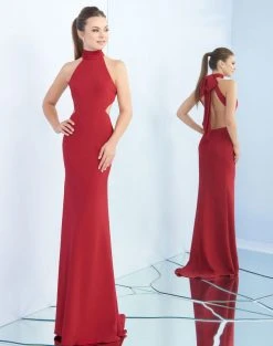 Formal Gowns Ieena Duggal - 25403I Ribbon Accented High Halter Gown