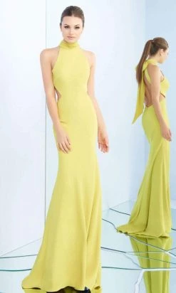 Formal Gowns Ieena Duggal - 25403I Ribbon Accented High Halter Gown