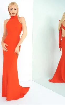 Formal Gowns Ieena Duggal - 25403I Ribbon Accented High Halter Gown