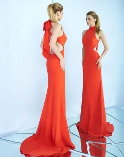 Formal Gowns Ieena Duggal - 25403I Ribbon Accented High Halter Gown