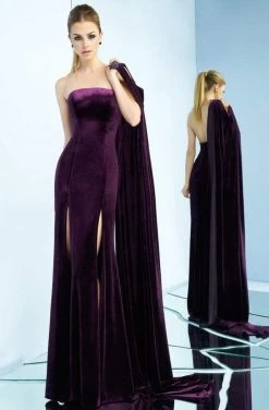 Ieena Duggal - 25646i Strapless Sheath With High Halter Cape