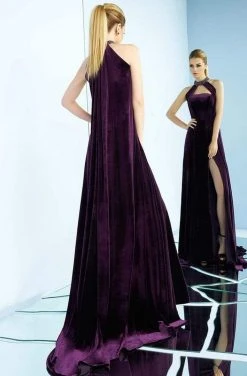 Ieena Duggal - 25646i Strapless Sheath With High Halter Cape