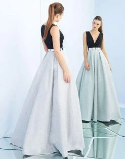 Ieena Duggal - 25878I Sleeveless Ruched V-Neck Metallic Gown 7 Ieena Duggal - 25878I Sleeveless Ruched V-Neck Metallic Gown