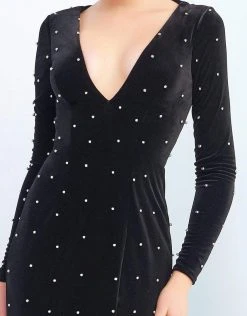 Ieena Duggal - 25934I Rhinestone Ornate Black Velvet Evening Gown Formal Gowns 5 Ieena Duggal - 25934I Rhinestone Ornate Black Velvet Evening Gown Formal Gowns