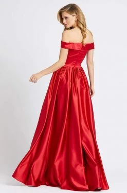 Formal Gowns Ieena Duggal - 25958I Off Shoulder A-Line High Slit Prom Gown