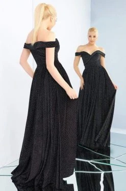 Ieena Duggal - 25959I Polka Dot Off-Shoulder A-Line Evening Gown