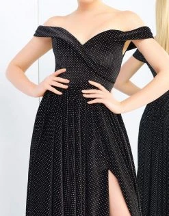 Ieena Duggal - 25959I Polka Dot Off-Shoulder A-Line Evening Gown