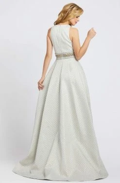 Formal Gowns Ieena Duggal - 26107I Geo-Lattice Texture Plunging A-Line Gown