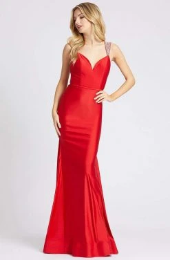 Formal Gowns Ieena Duggal - 26159I Rhinestone Beaded Strap V Neck Mermaid Gown