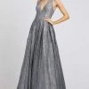 Ieena Duggal - 26228I Glitter Tulle Plunging Halter Long Gown Formal Gowns 2 Ieena Duggal - 26228I Glitter Tulle Plunging Halter Long Gown Formal Gowns
