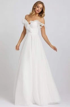 Formal Gowns Ieena Duggal - 48942I Ruffled Off Shoulder V-Neck A-Line Gown