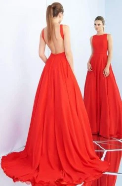 Ieena Duggal - 55192I Chiffon Bateau A-line Dress