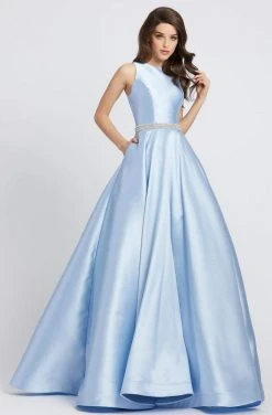 Formal Gowns Ieena Duggal - 55237I Sleeveless Crystal Beaded Belt A Line Gown