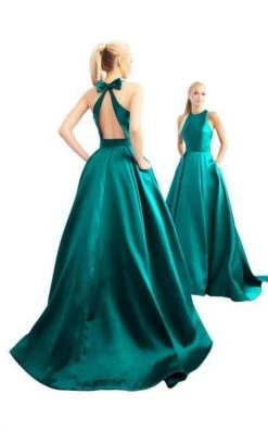 Formal Gowns Ieena Duggal - 55241I Bow Accent Cutout Back Sleeveless A-Line Gown