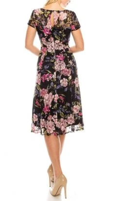 Ignite Evenings - 9112167 Floral Printed Bateau Neck A-line Dress Cocktail Dresses