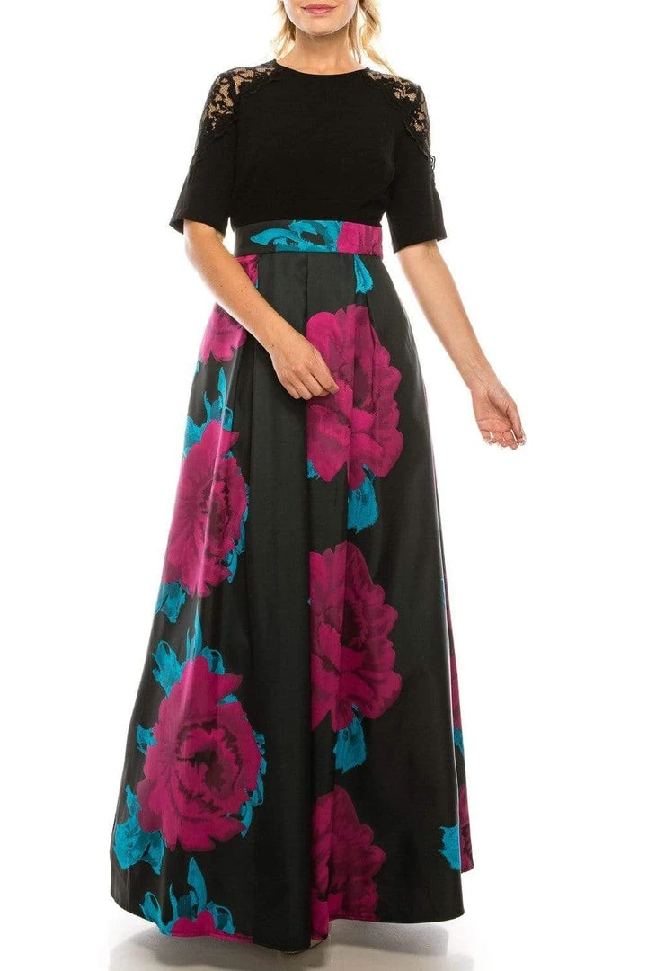 Ignite Evenings - IG3874 Lace Jewel Neck Floral Print A-line Gown Formal Gowns 5 Ignite Evenings - IG3874 Lace Jewel Neck Floral Print A-line Gown Formal Gowns