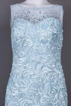Ignite Evenings - Illusion Shoulders Embellished Trumpet Gown 3530 - 1 Pc Ice Blue In Size 12 Available Formal Gowns 10 Ignite Evenings - Illusion Shoulders Embellished Trumpet Gown 3530 - 1 Pc Ice Blue In Size 12 Available Formal Gowns