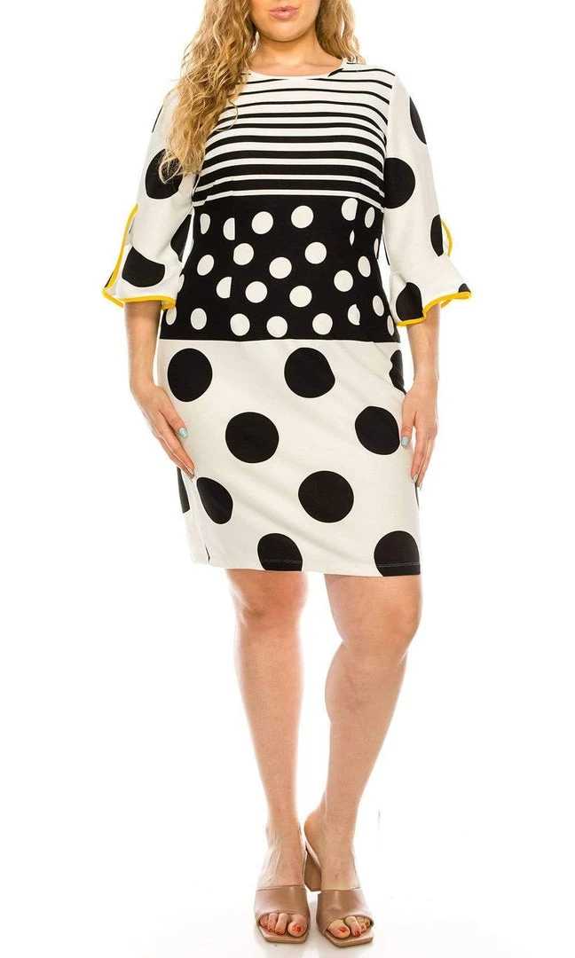 Plus Size Dresses ILE Clothing - SCP1082 Polka Dots Sheath Short Dress 3 Plus Size Dresses ILE Clothing - SCP1082 Polka Dots Sheath Short Dress