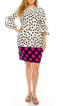 Plus Size Dresses ILE Clothing - SCP1082 Polka Dots Sheath Short Dress 22 Plus Size Dresses ILE Clothing - SCP1082 Polka Dots Sheath Short Dress