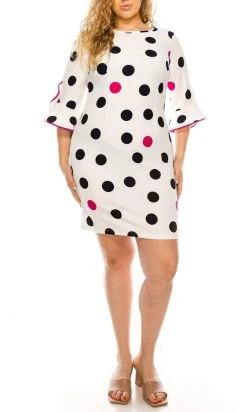 Plus Size Dresses ILE Clothing - SCP1082 Polka Dots Sheath Short Dress 26 Plus Size Dresses ILE Clothing - SCP1082 Polka Dots Sheath Short Dress