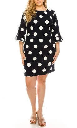 Plus Size Dresses ILE Clothing - SCP1082 Polka Dots Sheath Short Dress 30 Plus Size Dresses ILE Clothing - SCP1082 Polka Dots Sheath Short Dress