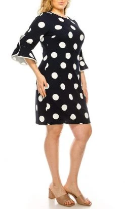 Plus Size Dresses ILE Clothing - SCP1082 Polka Dots Sheath Short Dress 32 Plus Size Dresses ILE Clothing - SCP1082 Polka Dots Sheath Short Dress