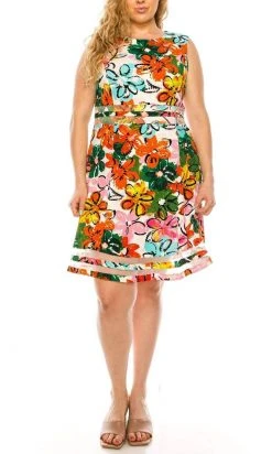 ILE Clothing - SCP5708 Bateau A-Line Knee-Length Dress