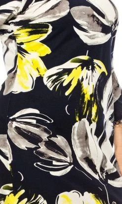 Plus Size Dresses ILE Clothing - SCP5901B Floral Printed Bateau Dress