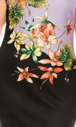ILE Clothing - SCP891 Floral Printed Sheath Short Dress Plus Size Dresses