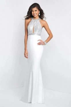 Blush By Alexia Designs Formal Gowns Intrigue - 401 Beaded Halter Sheath Dress