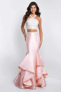 Blush By Alexia Designs Intrigue - 417 Beaded Halter Mermaid Dress
