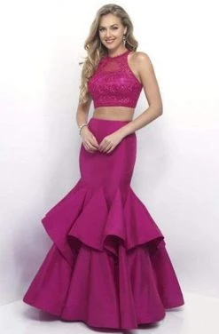 Blush By Alexia Designs Intrigue - Beaded Applique Crop Top Two-Piece Mermaid Dress 293