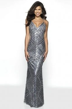 Blush By Alexia Designs Formal Gowns Intrigue By Blush - 506 Sequined Plunging Crisscross Back Gown
