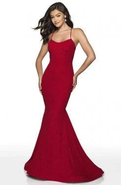 Blush By Alexia Designs Intrigue By Blush - 518 Halter Glitter Jersey Mermaid Dress Formal Gowns