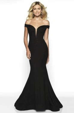 Blush By Alexia Designs Formal Gowns Intrigue By Blush - 519 Off-Shoulder Glitter Jersey Mermaid Dress