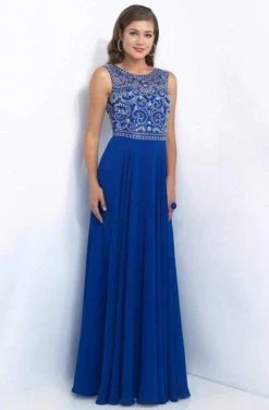 Blush By Alexia Designs Intrigue - Illusion Scoop Neckline Ornate Crystal A-line Dress 152