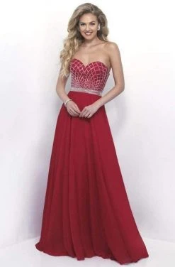 Blush By Alexia Designs Intrigue - Lattice Beaded Strapless A-line Chiffon Dress 255