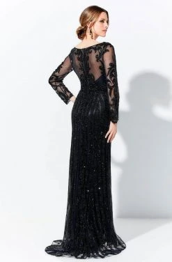 Ivonne D - 120D11 Embellished Illusion Bateau Neck Long Gown - 1 Pc Black In Size 10 Available 8 Ivonne D - 120D11 Embellished Illusion Bateau Neck Long Gown - 1 Pc Black In Size 10 Available