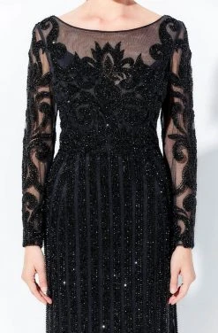 Ivonne D - 120D11 Embellished Illusion Bateau Neck Long Gown - 1 Pc Black In Size 10 Available 11 Ivonne D - 120D11 Embellished Illusion Bateau Neck Long Gown - 1 Pc Black In Size 10 Available