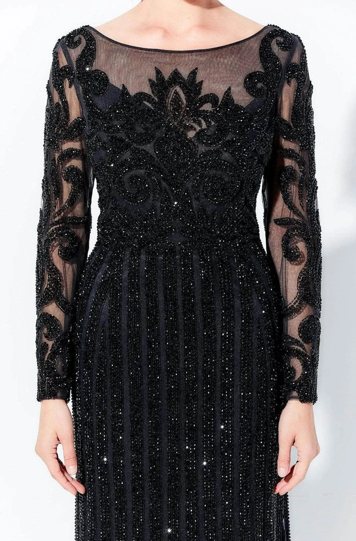 Ivonne D - 120D11 Embellished Illusion Bateau Neck Long Gown - 1 Pc Black In Size 10 Available 7 Ivonne D - 120D11 Embellished Illusion Bateau Neck Long Gown - 1 Pc Black In Size 10 Available